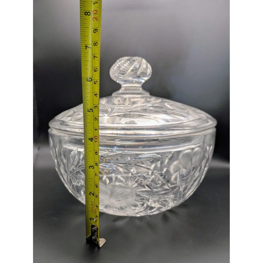 Vintage Heavy Cut Glass Crystal Covered Server